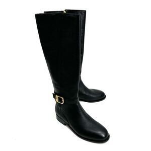 NEW TORY BURCH BROOKE 25MM KNEE BOOT IN BLACK TUMBLED LEATHER